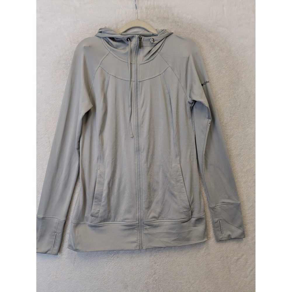 Columbia Full Zip Hoodie Women's Medium Gray Thumbholes Activewear Jacket